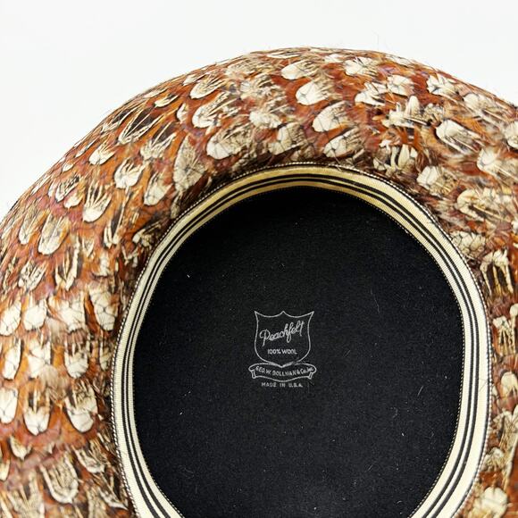 Vintage Don Anderson for Trio Accessories Feather PeachFelt Wool Bowler Hat - Picture 9 of 12